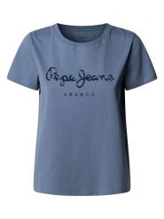 Pepe Jeans Koszulka "Val" w kolorze niebieskim rozmiar: M. Niebieskie bluzki damskie Pepe Jeans, m, bez wzorów, z bawełny, bez kołnierzyka, bez ramiączek. Za 100.99 zł.