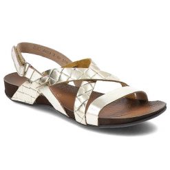Złote Sandały Armodo Eleganckie Buty Damskie. Żółte sandały damskie Armodo, bez wzorów, bez obcasa, bez zapięcia. Za 269.00 zł.