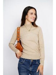 ASSUILI Sweter w kolorze beżowym rozmiar: 40. Brązowe swetry klasyczne damskie Assuili, z kaszmiru, bez kołnierzyka. Za 175.26 zł.