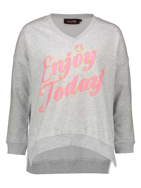 Miss goodlife Bluza "Enjoy today" w kolorze jasnoszarym rozmiar: XL. Szare bluzy damskie miss goodlife, xl, bez wzorów, z bawełny, bez kaptura. Za 162.87 zł.