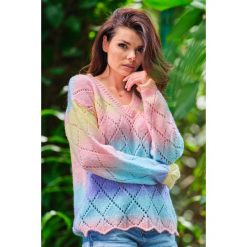 Cieniowany Sweter z Ażurem. Swetry klasyczne damskie Awama, uniwersalny, z materiału, bez kołnierzyka. Za 249.90 zł.