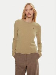 Tommy Hilfiger Sweter WW0WW44161 Brązowy Regular Fit. Brązowe swetry klasyczne damskie Tommy Hilfiger, xs, z wełny, bez kołnierzyka. Za 449.99 zł.