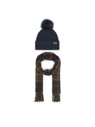 Barbour Zestaw Szalik i Czapka Dover LGS0054TN11 Granatowy. Niebieskie szaliki damskie Barbour, bez wzorów, z materiału. Za 359.99 zł.