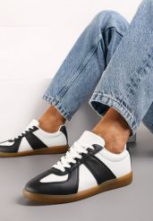 Czarno-Białe Sneakersy w Stylu Klasycznych Tenisówek Filtris. Białe obuwie sportowe damskie Born2be, bez zapięcia, tenisowe. Za 79.99 zł.