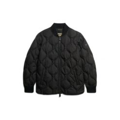 Damska kurtka puchowa Superdry. Czarne kurtki damskie Superdry, bez wzorów, z puchu, bez kaptura. Za 418.00 zł.