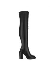 Nine West Kozaki WFA2944-1 Czarny. Czarne kozaki damskie Nine West, z materiału, bez obcasa, na słupku, bez zapięcia. Za 349.99 zł.