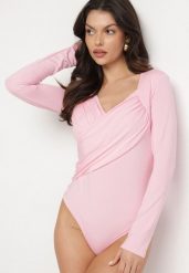 Różowe Body Eleganckie z Marszczeniem Ziellea. Czerwone body i gorsety Born2be, bez wzorów, z jeansu. Za 44.99 zł.