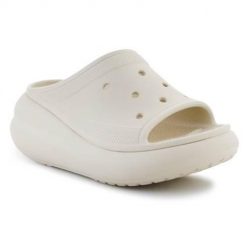 Klapki damskie Crocs Crush Slide Bone Os. Białe klapki damskie Crocs, bez wzorów, z materiału, bez obcasa, bez zapięcia. Za 299.00 zł.