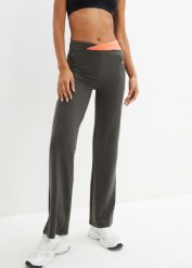 Bawełniane spodnie sportowe Bootcut (2 pary). Czarne spodnie dresowe damskie bonprix, l, bez wzorów, z bawełny. Za 117.99 zł.