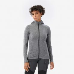 Bluza trekkingowa damska Merino Fresh. Szare bluzy damskie FORCLAZ, m, bez wzorów, z elastanu, bez kaptura. Za 249.99 zł.
