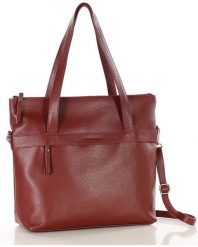 Hobo bag skórzany MARCO MAZZINI bordowy s287d. Czerwone torebki klasyczne damskie ze skóry, na ramię, bez dodatków. Za 284.05 zł.