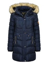 Geographical Norway Płaszcz zimowy "Badonna" w kolorze granatowym rozmiar: XXL. Niebieskie płaszcze damskie Geographical Norway, na zimę, xxl, bez wzorów, z puchu, bez kaptura. Za 351.58 zł.