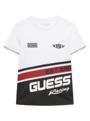 Guess T-Shirt N6RI06 K8HM4 Biały Regular Fit. Białe t-shirty i koszulki chłopięce Guess, z aplikacjami, z bawełny, bez kołnierzyka, bez ramiączek. Za 99.99 zł.