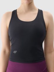 4F Top sportowy w kolorze czarnym rozmiar: S. Czarne koszulki sportowe damskie 4F, s, bez wzorów, z materiału, bez ramiączek, outdoorowe. Za 92.64 zł.