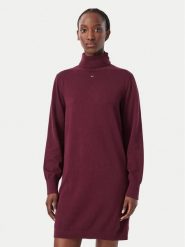 Tommy Jeans Sukienka dzianinowa Ess DW0DW23460 Fioletowy Regular Fit. Fioletowe sukienki damskie Tommy Jeans, bez wzorów, z bawełny, bez ramiączek. Za 409.99 zł.