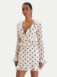 Bardot Sukienka koktajlowa Frill Detail 60115DB2 Écru Regular Fit. Sukienki damskie Bardot, bez wzorów, z syntetyku, wizytowe, bez ramiączek. Za 599.99 zł.