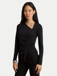 LAUREN RALPH LAUREN Bluzka 200P13936001 Czarny Regular Fit. Czarne bluzki damskie Lauren Ralph Lauren, xl, bez wzorów, z syntetyku, bez kołnierzyka, bez ramiączek. Za 599.99 zł.