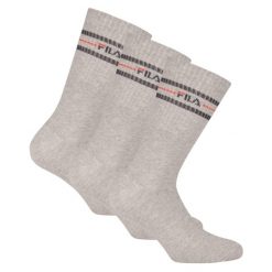 Skarpety tenisowe FILA Lifestyle Socks 3 pary. Szare skarpetki damskie Fila, bez wzorów. Za 29.99 zł.