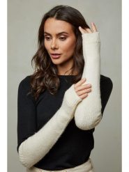 Soft Cashmere Rękawiczki w kolorze kremowym rozmiar: onesize. Brązowe rękawiczki damskie Soft Cashmere, bez wzorów, prążkowane. Za 78.99 zł.