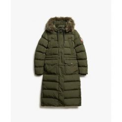 Damski płaszcz ze sztucznego futra Superdry Everest. Zielone płaszcze damskie Superdry, m, bez wzorów, z syntetyku, bez kaptura. Za 954.90 zł.