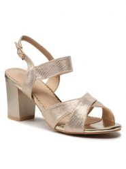 Clara Barson Sandały KL-230801-01 Złoty. Żółte sandały damskie Clara Barson, bez wzorów, z materiału, bez obcasa, na słupku, bez zapięcia. Za 119.99 zł.