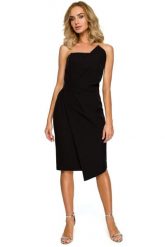 Sukienka wieczorowa ołówkowa z gorsetem asymetryczna czarna. Czarne sukienki damskie Sukienki.shop, bez wzorów, z elastanu, wizytowe, bez ramiączek. Za 309.00 zł.
