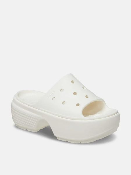 Crocs Klapki "Stomp" w kolorze białym rozmiar: 39/40. Białe klapki damskie Crocs, bez wzorów, z otwartym noskiem, bez obcasa, na platformie, bez zapięcia. Za 118.01 zł.