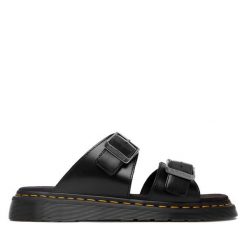 Klapki Dr. Martens. Czarne klapki damskie Dr Martens, bez wzorów, bez obcasa, bez zapięcia. Za 699.99 zł.