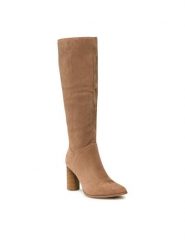 Jenny Fairy Kozaki LS5784-02 Brązowy. Brązowe kozaki damskie Jenny Fairy, z materiału, bez obcasa, na słupku, bez zapięcia. Za 199.99 zł.