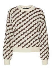 Vero Moda Sweter w kolorze kremowo-brązowym rozmiar: XS. Brązowe swetry klasyczne damskie Vero Moda, xs, bez kołnierzyka. Za 114.45 zł.