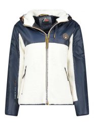 Geographical Norway Kurtka polarowa "Ulyssim" w kolorze granatowo-białym rozmiar: S. Białe kurtki damskie Geographical Norway, s, bez wzorów, z polaru, bez kaptura. Za 121.45 zł.