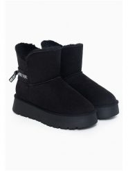 ISLAND BOOT Botki zimowe "Zak" w kolorze czarnym rozmiar: 39. Czarne botki damskie Island Boot, na zimę, z materiału, bez obcasa, bez zapięcia. Za 160.58 zł.