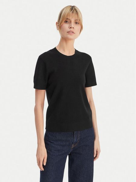 Calvin Klein T-Shirt LV147E303G Czarny Regular Fit. Czarne t-shirty damskie Calvin Klein, s, bez wzorów, z wiskozy, bez kołnierzyka. Za 266.99 zł.