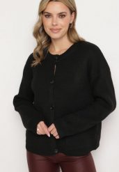 Czarny Klasyczny Kardigan z Wełną na Guziki Xesaltia. Czarne kardigany damskie Born2be, uniwersalny, bez wzorów, z jeansu. Za 169.99 zł.