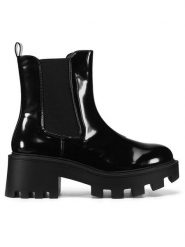 DeeZee Botki WYL3949-1 Czarny. Czarne botki damskie DeeZee, z materiału, bez obcasa, na słupku, bez zapięcia. Za 179.99 zł.