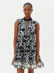 LOLA CASADEMUNT Sukienka letnia LS2516012 Czarny Relaxed Fit. Czarne sukienki damskie LOLA CASADEMUNT, bez wzorów, z bawełny, bez ramiączek. Za 319.99 zł.