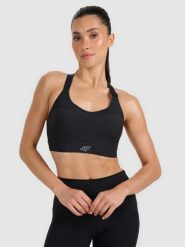 4F Biustonosz treningowy z wysokim wsparciem - czarny S. Czarne biustonosze sportowe damskie 4F, bez wzorów, z elastanu. Za 179.99 zł.
