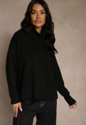 Czarny Casualowy Golf Tusara. Czarne golfy damskie Renee, s, bez wzorów, z jeansu, bez ramiączek. Za 79.99 zł.