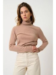 AUTHENTIC CASHMERE Kaszmirowy golf "Bise" w kolorze beżowym rozmiar: M. Brązowe golfy damskie AUTHENTIC CASHMERE, m, bez wzorów, z kaszmiru, bez ramiączek. Za 370.95 zł.