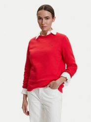 Tommy Jeans Bluza DW0DW19959 Czerwony Regular Fit. Czerwone bluzy damskie Tommy Jeans, l, bez wzorów, z bawełny, bez kaptura. Za 289.99 zł.