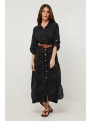 Lin Passion Lniana sukienka w kolorze czarnym rozmiar: 38/40. Czarne sukienki damskie Lin Passion, bez wzorów, ze lnu, klasyczne, bez ramiączek. Za 173.99 zł.