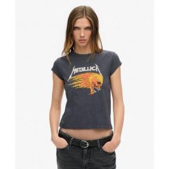 Koszulka Metallica Cap z krótkim rękawem od SUPERDRY. Czarne koszulki sportowe damskie Superdry, bez wzorów, bez ramiączek. W wyprzedaży za 156.45 zł.