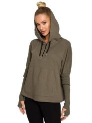 Made of emotion Bluza w kolorze khaki rozmiar: XXL/3XL. Brązowe bluzy damskie Made Of Emotion, xl, bez wzorów, z kapturem. Za 127.35 zł.