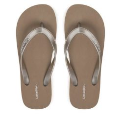 Japonki Calvin Klein. Żółte klapki damskie Calvin Klein, bez wzorów, bez obcasa, bez zapięcia. Za 189.99 zł.