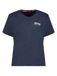 Geographical Norway Koszulka w kolorze granatowym rozmiar: S. Niebieskie bluzki damskie Geographical Norway, s, bez wzorów, z bawełny, bez kołnierzyka, bez ramiączek. Za 65.69 zł.