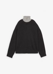 Sweter z czystej bawełny. Szare swetry klasyczne damskie bonprix, z bawełny, bez kołnierzyka. Za 139.99 zł.