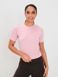 Koszulka Gym Hard - różowy. Czerwone koszulki damskie Sinsay, l, bez wzorów, bez kołnierzyka, bez ramiączek. W wyprzedaży za 11.99 zł.