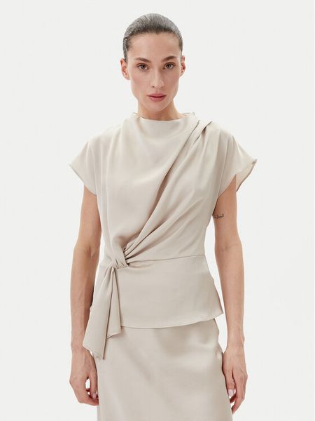 Bruuns Bazaar Bluzka Acacia BBW4427 Beżowy Regular Fit. Brązowe bluzki damskie Bruuns Bazaar, bez wzorów, z syntetyku, bez kołnierzyka, bez ramiączek. Za 209.99 zł.