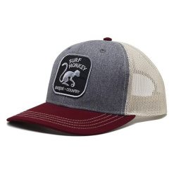 Czapka trucker - 6 paneli / Dorośli / Jeden rozmiar (Bordowy/Beżowy). Brązowe czapki damskie SURF MONKEY, z aplikacjami, z bawełny. Za 159.95 zł.
