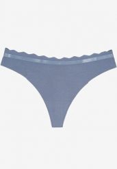 Niebieskie Prążkowane Majtki Stringi z Bawełny Tesivia. Niebieskie stringi Renee, bez wzorów, z bawełny. Za 4.99 zł.